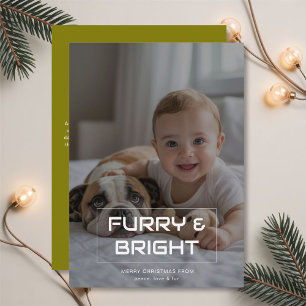 Furry & Bright Cozy Playful Family Christmas Card
