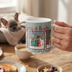 Furry & Bright Dog Christmas Photo Holiday Card Coffee Mug