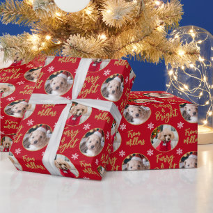 Furry & Bright Dog Photo Christmas Snowflake  Wrapping Paper