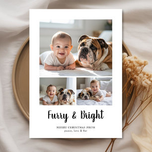 Furry & Bright Minimalist Family Christmas Card