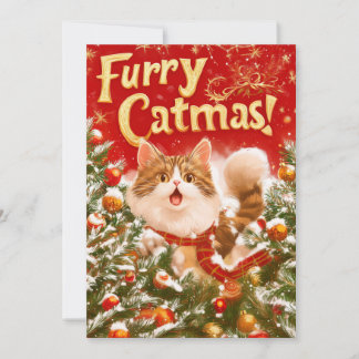 "Furry Catmas!" Flat Holiday Card