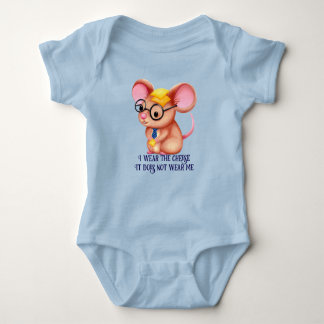 Furry Cheese Man Business Mouse Tie Glasses Nerdy Baby Bodysuit