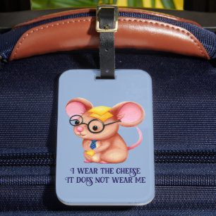 Furry Cheese Man Business Mouse Tie Glasses Nerdy Luggage Tag