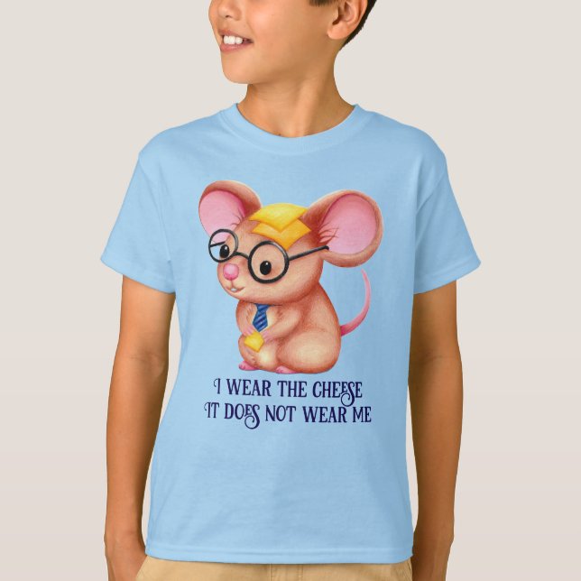 Furry Cheese Man Business Mouse Tie Glasses Nerdy T-Shirt (Front)