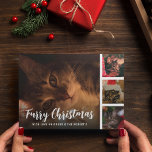 Furry Christmas Pet Photo Collage Holiday Card<br><div class="desc">On Dasher, on Dancer, on Prancer, on Vixen... but what about Fido and Whiskers? This year, let your four-legged family members join in the holiday fun with our unique, personalised cards. Starring four of your favourite pet photographs and complete with a fur-friendly play on the words 'Merry Christmas', these cards...</div>
