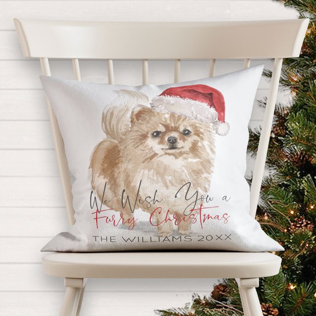 FURRY CHRISTMAS Santa Dog Monogram Cushion (Creator Uploaded)