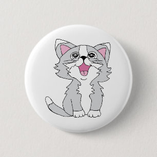 Furry Cute Cat Aesthetic Happy Cat Clipart Drawing 6 Cm Round Badge