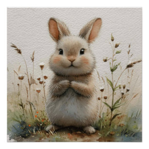 Furry Face: A Bit of Whimsy Bunny Poster