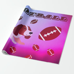 Furry Football Fun Puppy-Inspired Purpple Wrapping Paper