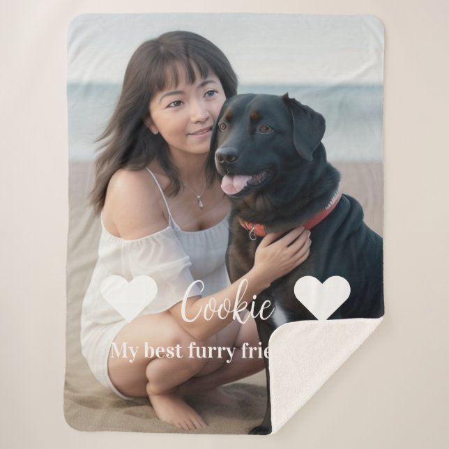 Furry Friend Dog Lovers Sherpa Blanket (Front)