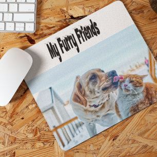 Furry Friends Cat and Dog Photo Mouse Pad
