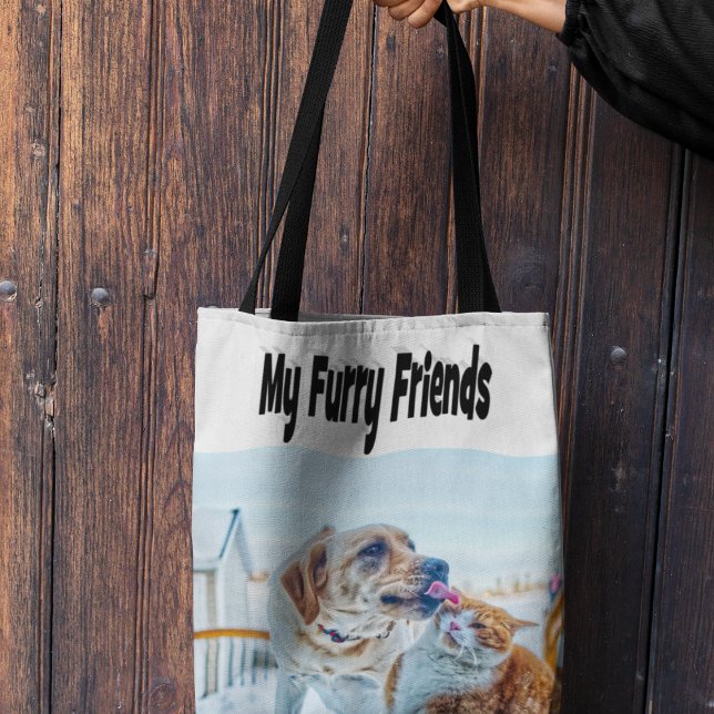 Furry Friends Cat and Dog Photo    Tote Bag (Creator Uploaded)