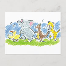 Furry Friends Conga Postcard