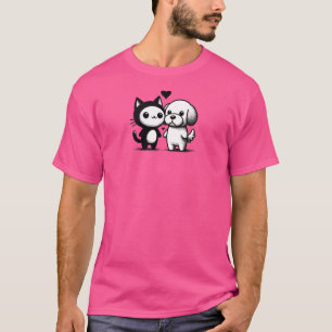 Furry Friends Forever - Cat and Dog Love TSQ T-Shirt