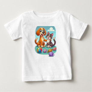 Furry Friends Forever: Dog and Cat Together Baby T-Shirt