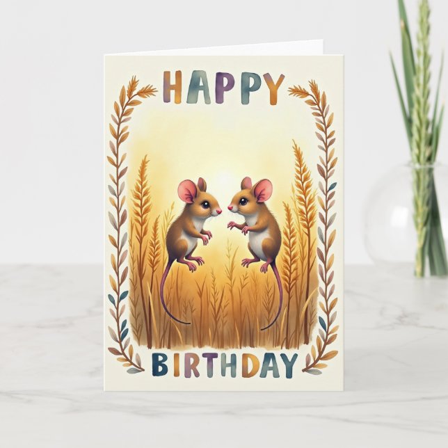 Furry Friends Meadow Birthday Card (Front)