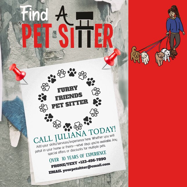 Furry Friends Pet Sitter Small Business Flyer (PET SITTER FLYER)