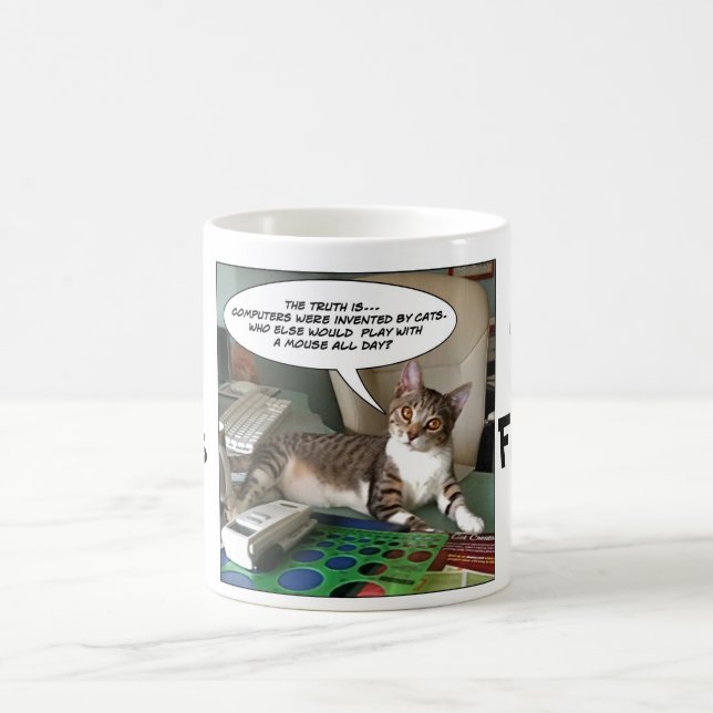 Furry Funnies "Cat with a Mouse?" Coffee Mug (Center)