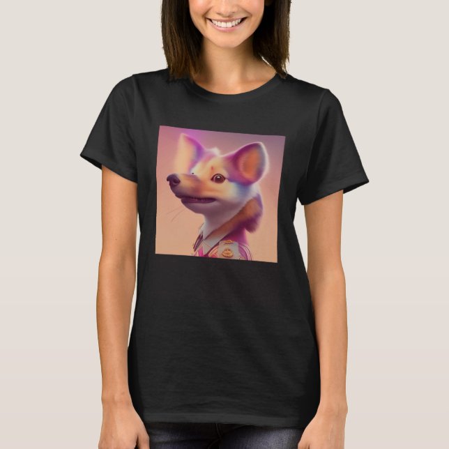 Furry Fuzzy Sneaky Squirrel Ferret Animal Peach Go T-Shirt (Front)