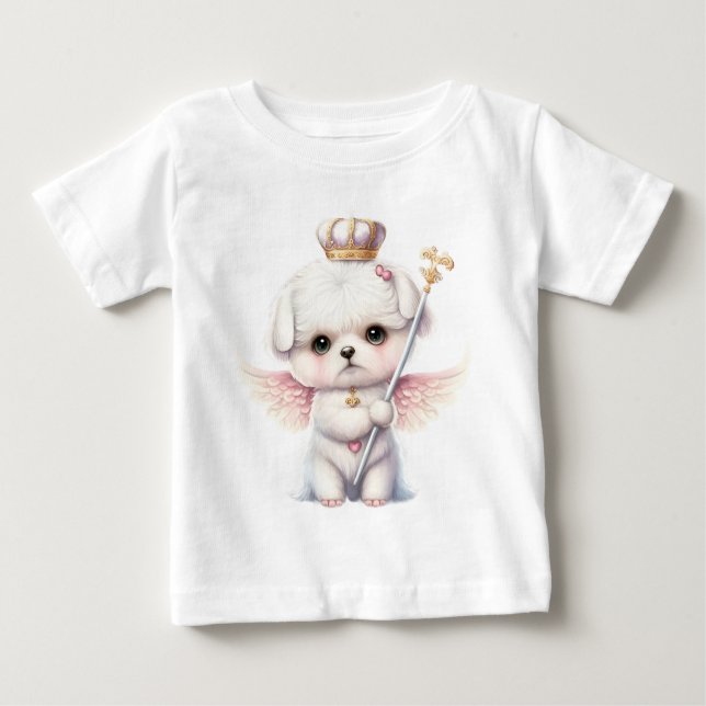 Furry Joy: Angel Wing Maltese Dog Puppy Gift Baby T-Shirt (Front)