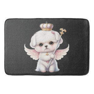 Furry Joy: Angel Wing Maltese Dog Puppy Gift Bath Mat