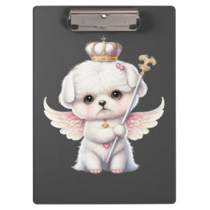 Furry Joy: Angel Wing Maltese Dog Puppy Gift Clipboard