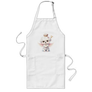 Furry Joy: Angel Wing Maltese Dog Puppy Gift Long Apron