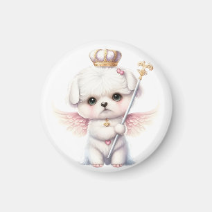 Furry Joy: Angel Wing Maltese Dog Puppy Gift Magnet