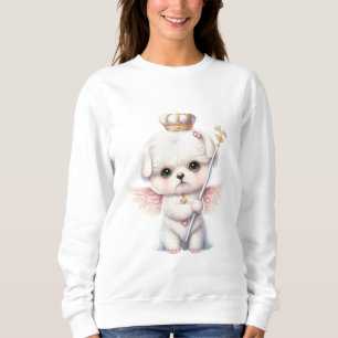 Furry Joy: Angel Wing Maltese Dog Puppy Gift Sweatshirt