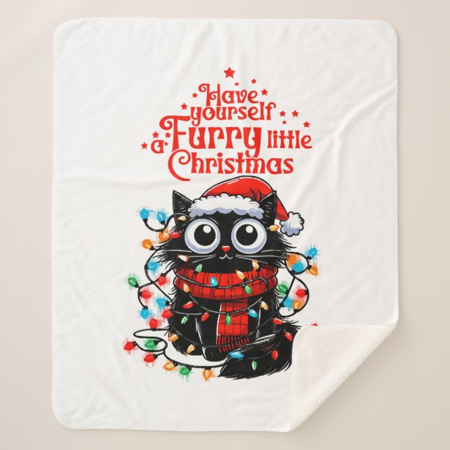 Furry Little Christmas  Sherpa Blanket (Front)