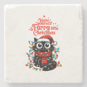 Furry Little Christmas  Stone Coaster