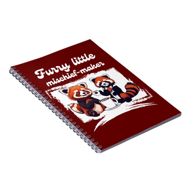  Furry little mischief-maker Red Panda & Coffee Notebook (Right Side)