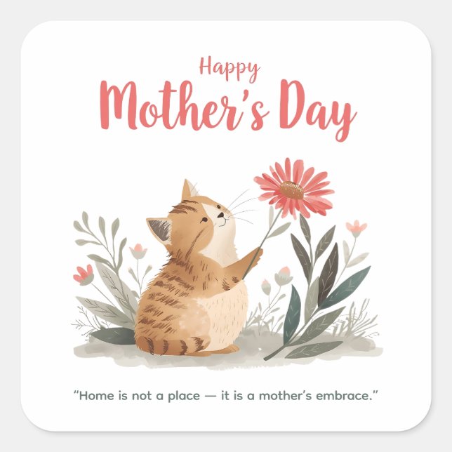Furry Love on Mother’s Day Square Sticker (Front)