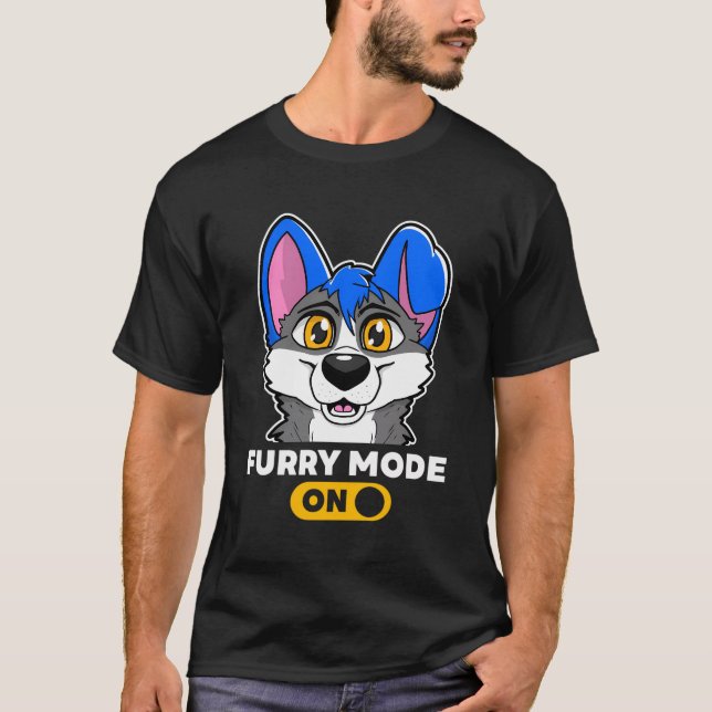Furry Mode On Furries Fandom Wolf Fursona T-Shirt (Front)