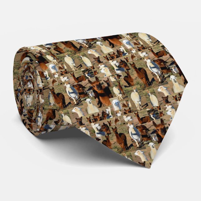 "Furry Moments: An Alpaca Photo Collage" Tie (Rolled)