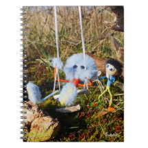 Furry monster on the swing.