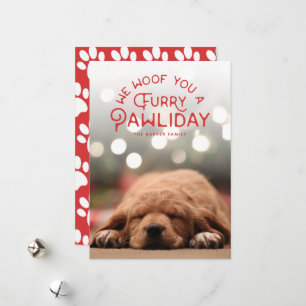 Furry Pawliday   Pet Photo Holiday Card