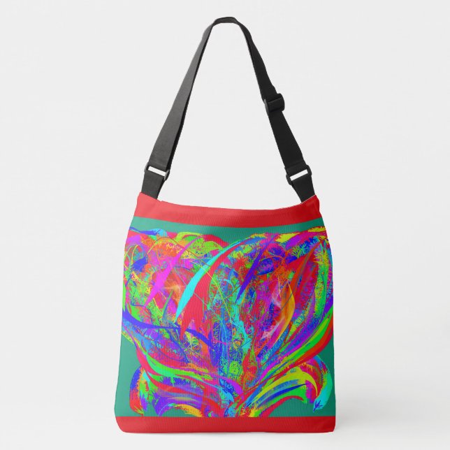 Furry Rainbow Colored Flower Crossbody Bag (Front)