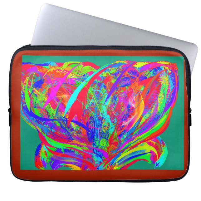 Furry Rainbow Colored Flower Laptop Sleeve (Front)