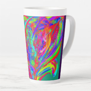 Furry Rainbow Colored Flower  Latte Mug