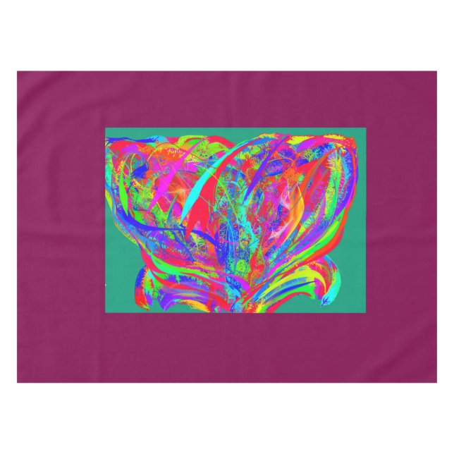 Furry Rainbow Colored Flower Tablecloth (Front (Horizontal))