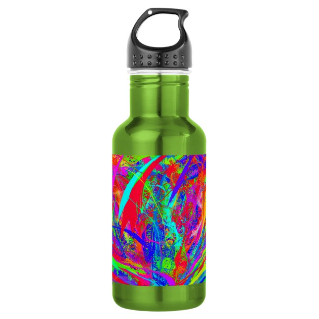 Furry Rainbow Coloured Flower Water Bottle (Front)