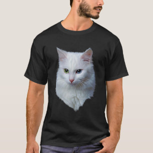 Furry White Cat With Blue And Green Eyes T-Shirt