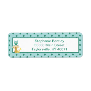 Furry Woodland Blue Return Address Label
