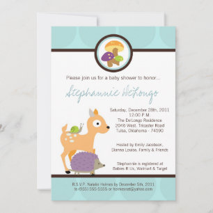 Furry Woodland Forest Anima Baby Shower Invitation