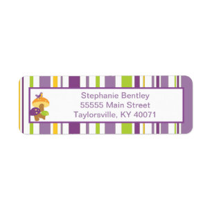Furry Woodland Purple Return Address Label