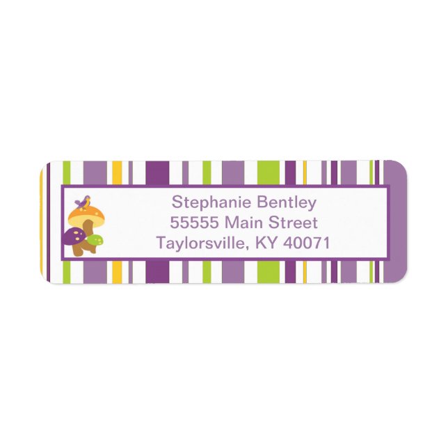 Furry Woodland Purple Return Address Label (Front)