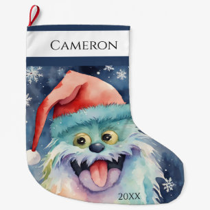 Furry Xmas Monster Large Christmas Stocking