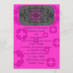 Fuschia and Grey Wedding Invitations