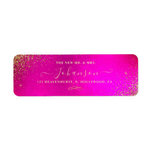 Fuschia+Faux Gold Glitter Return Address